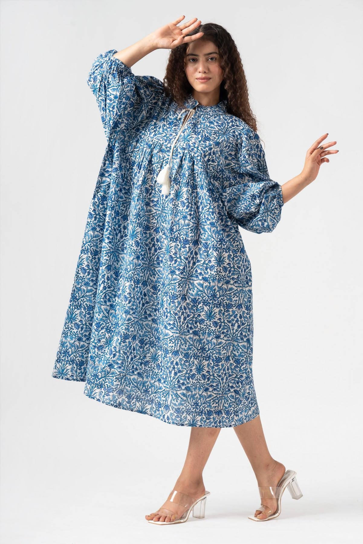 Fabricrush Summer Dresses for Women 2024 Casual Long Sleeve Floral Block Print Loose Sundress with Pocket Partywear - Image 5