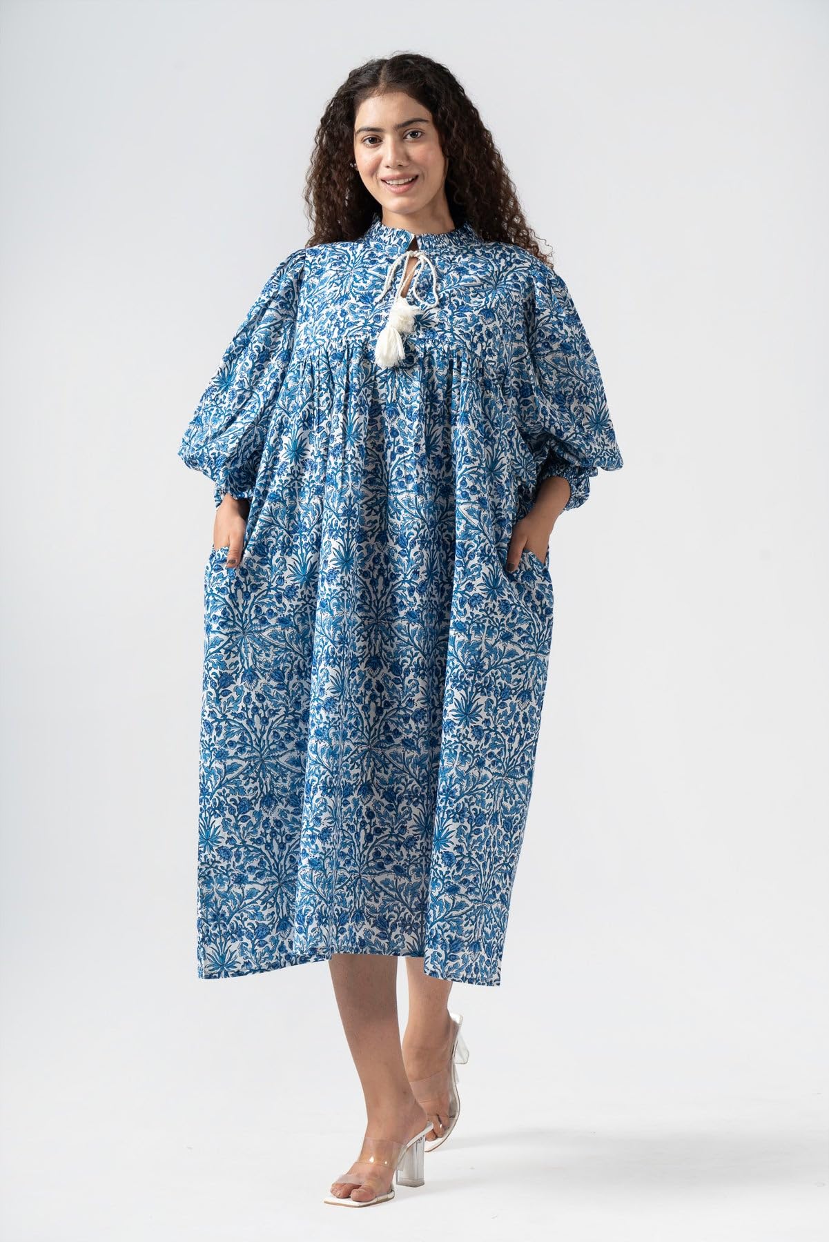 Fabricrush Summer Dresses for Women 2024 Casual Long Sleeve Floral Block Print Loose Sundress with Pocket Partywear - Image 6