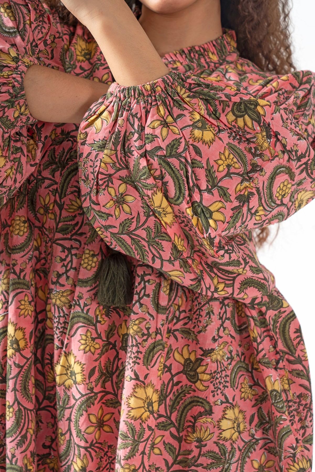 Fabricrush Summer Dresses for Women 2024 Casual Long Sleeve Floral Block Print Loose Sundress with Pocket Partywear - Image 3