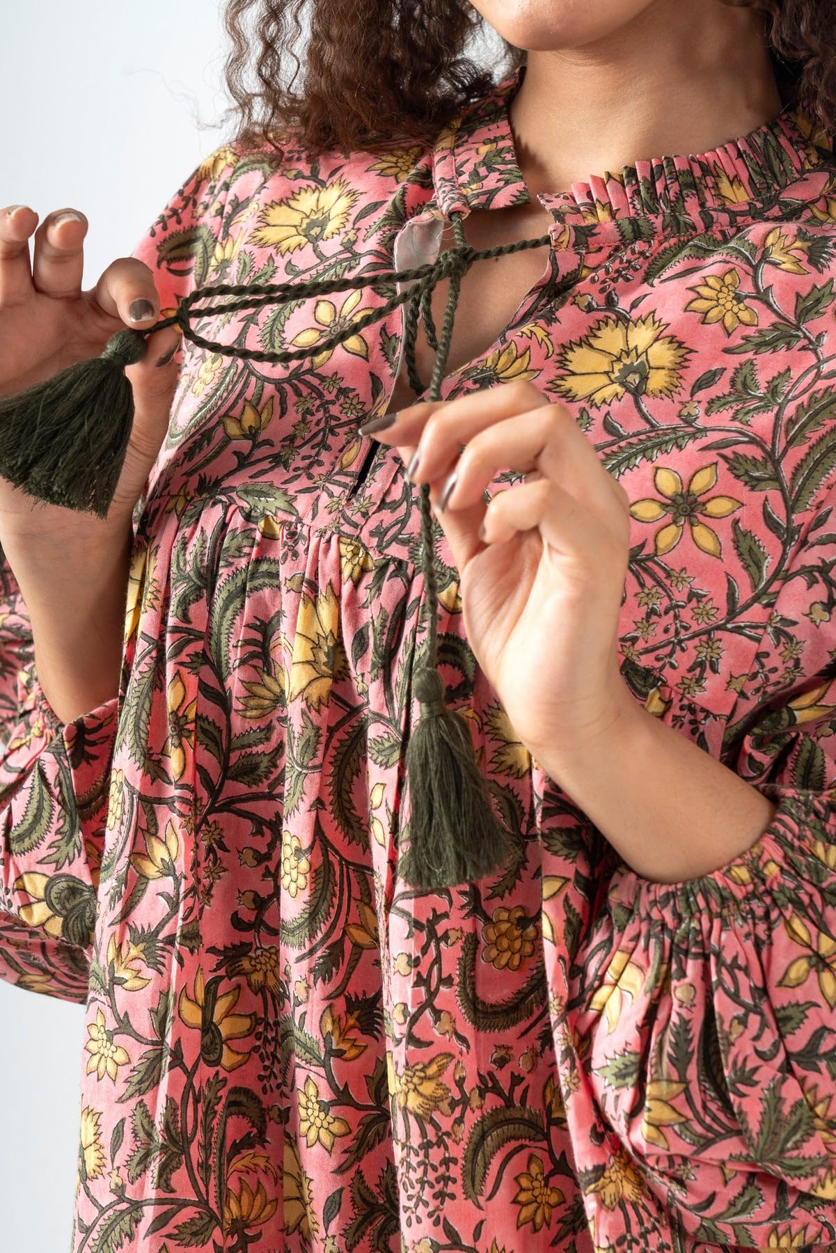 Fabricrush Summer Dresses for Women 2024 Casual Long Sleeve Floral Block Print Loose Sundress with Pocket Partywear - Image 4