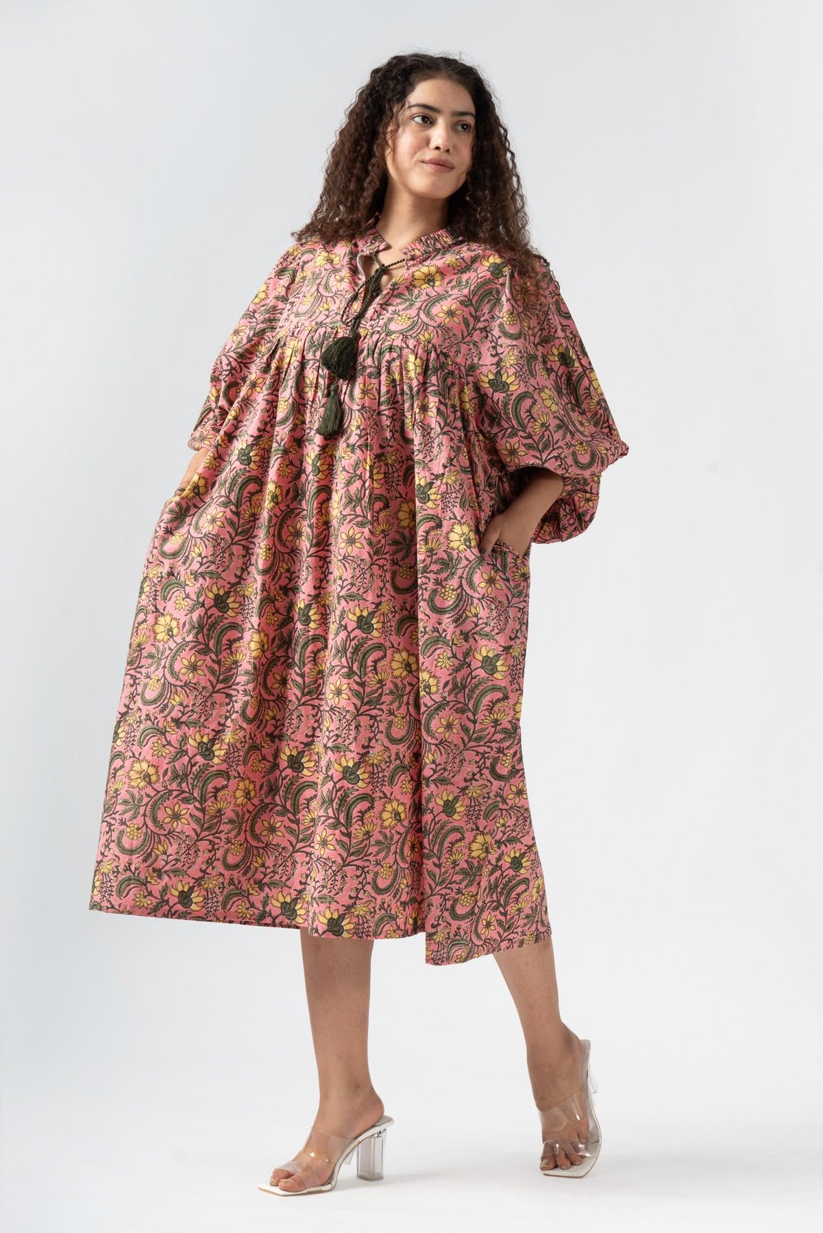 Fabricrush Summer Dresses for Women 2024 Casual Long Sleeve Floral Block Print Loose Sundress with Pocket Partywear - Image 7