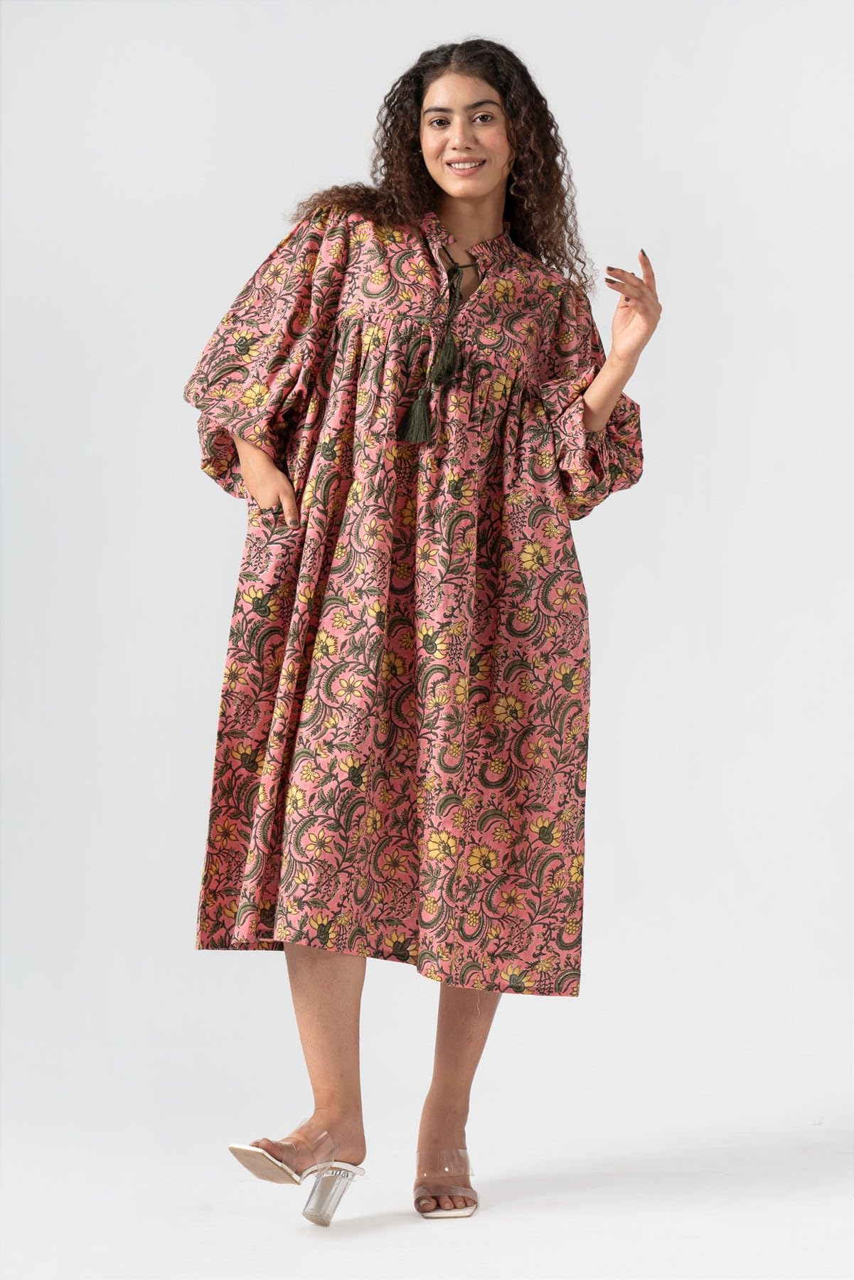 Fabricrush Summer Dresses for Women 2024 Casual Long Sleeve Floral Block Print Loose Sundress with Pocket Partywear - Image 8