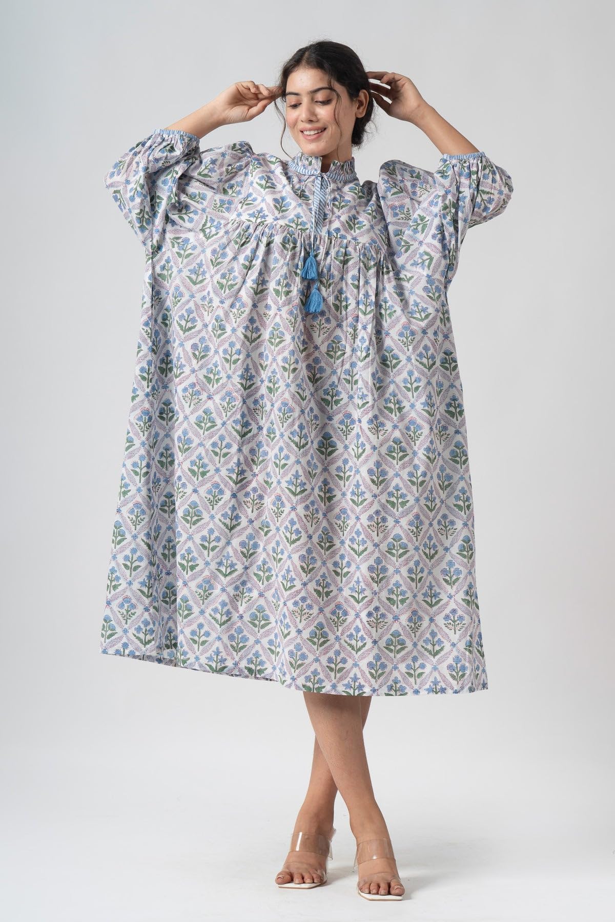 Fabricrush Summer Dresses for Women 2024 Casual Long Sleeve Floral Block Print Loose Sundress with Pocket Partywear - Image 7