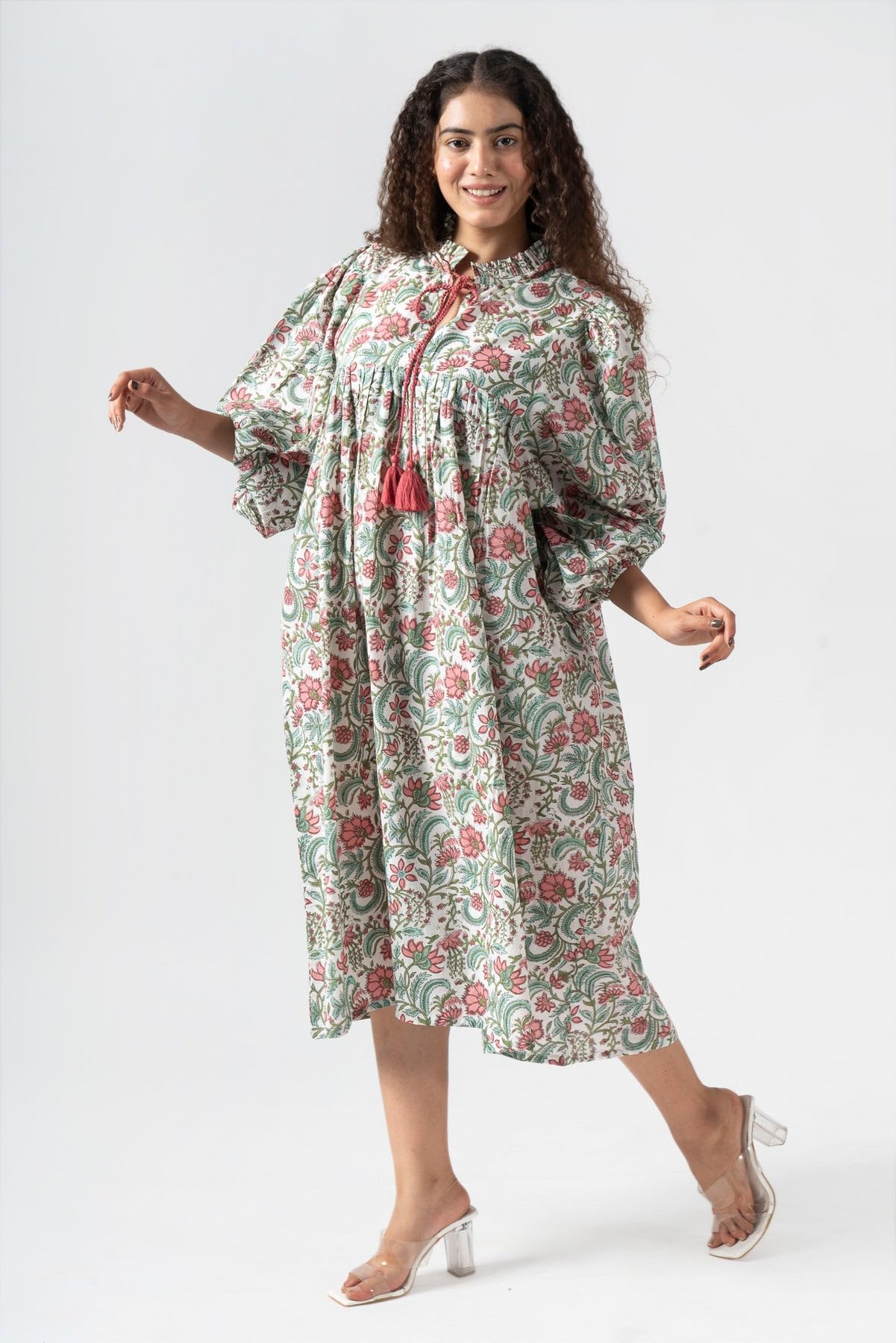 Fabricrush Summer Dresses for Women 2024 Casual Long Sleeve Floral Block Print Loose Sundress with Pocket Partywear - Image 3