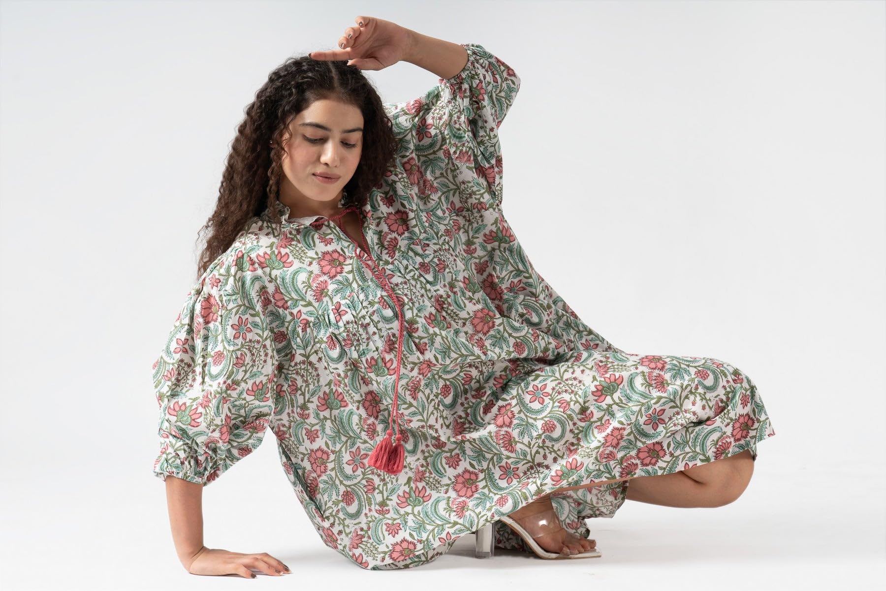 Fabricrush Summer Dresses for Women 2024 Casual Long Sleeve Floral Block Print Loose Sundress with Pocket Partywear - Image 4