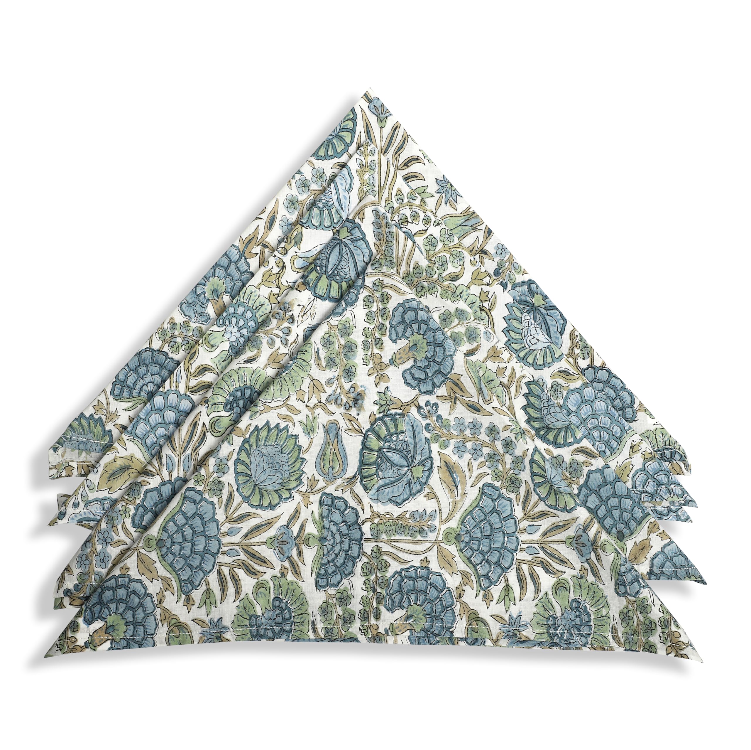 Ridhi Asparagus Green Hand Block Print 100% Cotton Napkins 18" x 18" (Set of 4) Reuseable Kitchen Napkins Cloth Decor Dinner Party Wedding Cocktail Gift for Spring, Easter, Valentine - Image 6