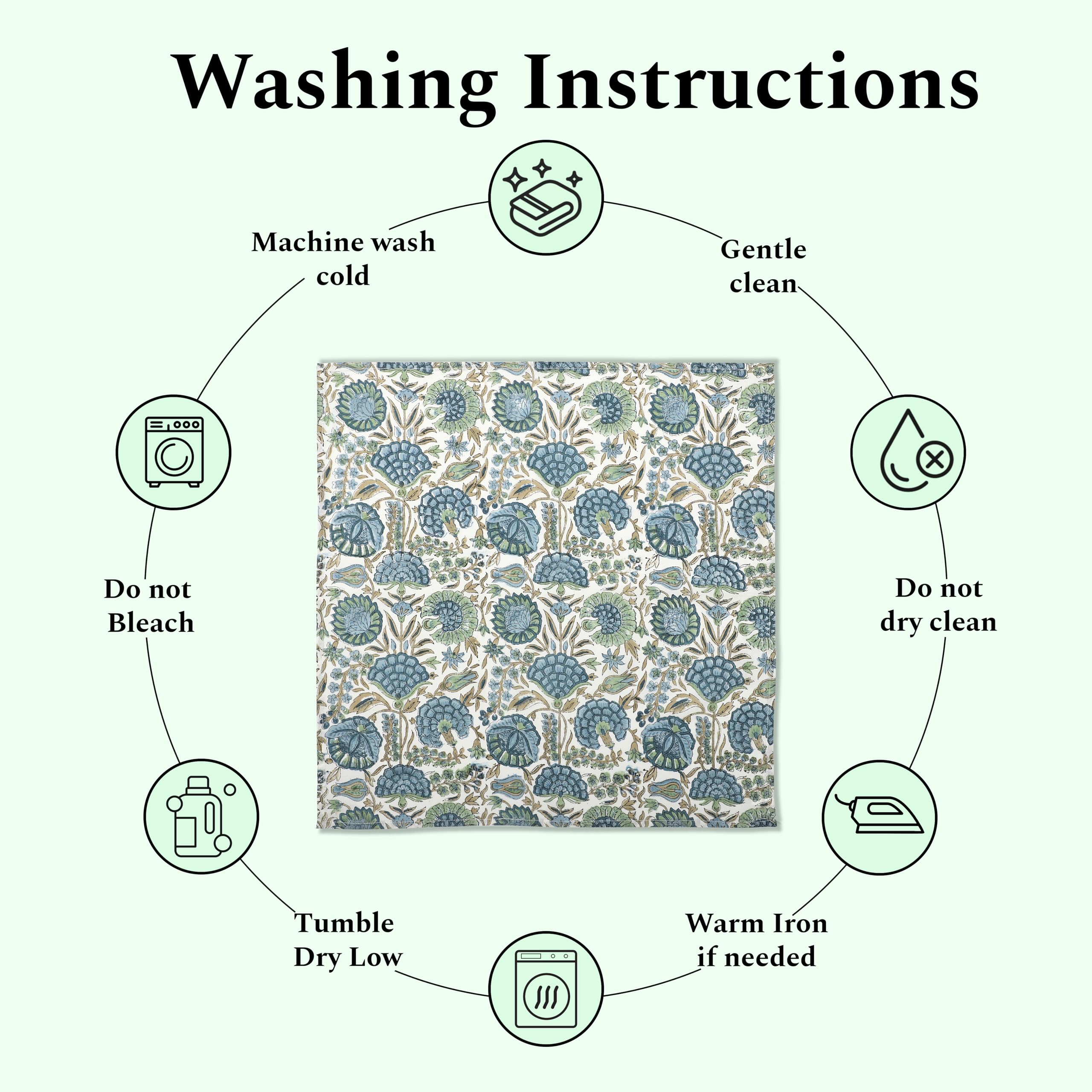 Ridhi Asparagus Green Hand Block Print 100% Cotton Napkins 18" x 18" (Set of 4) Reuseable Kitchen Napkins Cloth Decor Dinner Party Wedding Cocktail Gift for Spring, Easter, Valentine - Image 7