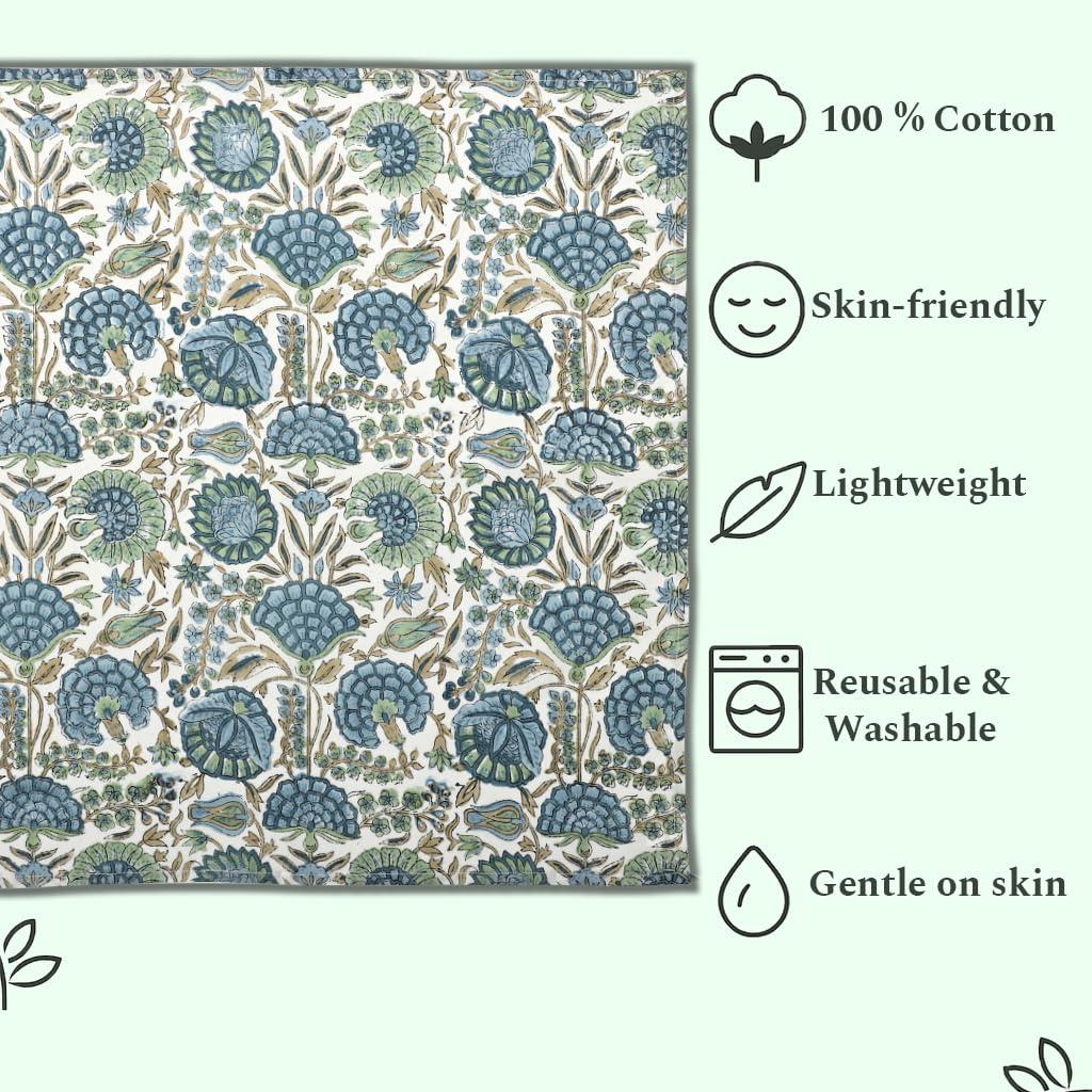 Ridhi Asparagus Green Hand Block Print 100% Cotton Napkins 18" x 18" (Set of 4) Reuseable Kitchen Napkins Cloth Decor Dinner Party Wedding Cocktail Gift for Spring, Easter, Valentine - Image 8