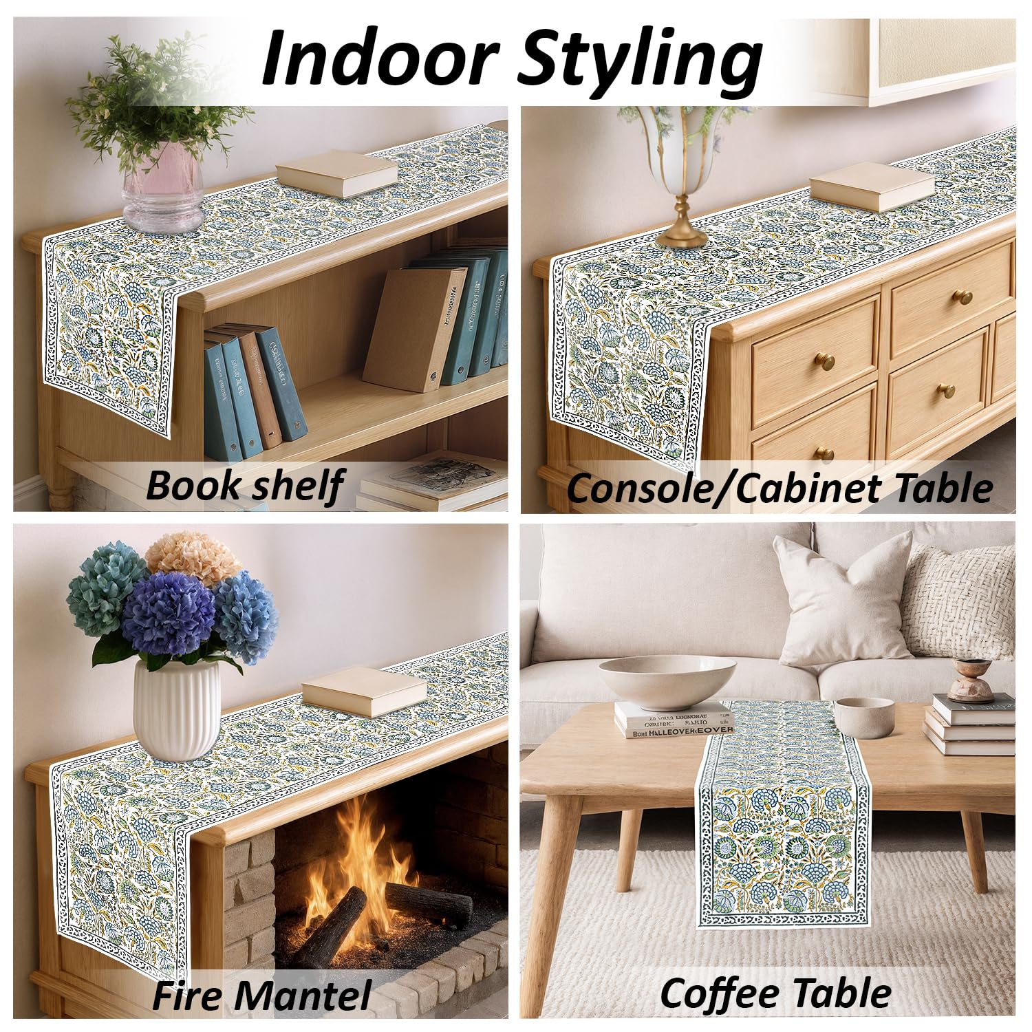 Ridhi Asparagus Green Hand Block Print 100% Cotton Reusable Table Runner 16" X 90" Inches Table Runner Decorative Everyday Use for Dining, Home Gift for Spring, Easter, Valentine - Image 6