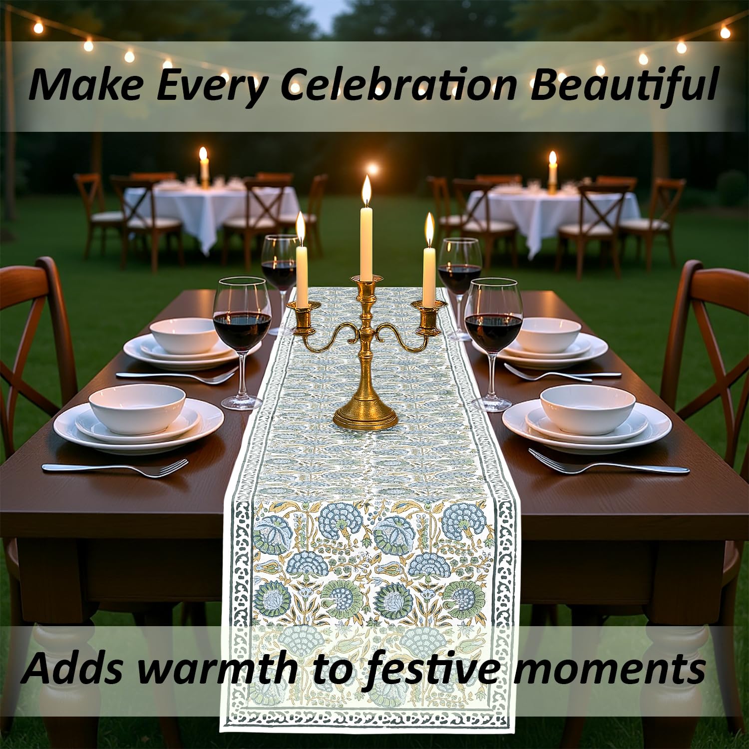 Ridhi Asparagus Green Hand Block Print 100% Cotton Reusable Table Runner 16" X 90" Inches Table Runner Decorative Everyday Use for Dining, Home Gift for Spring, Easter, Valentine - Image 8