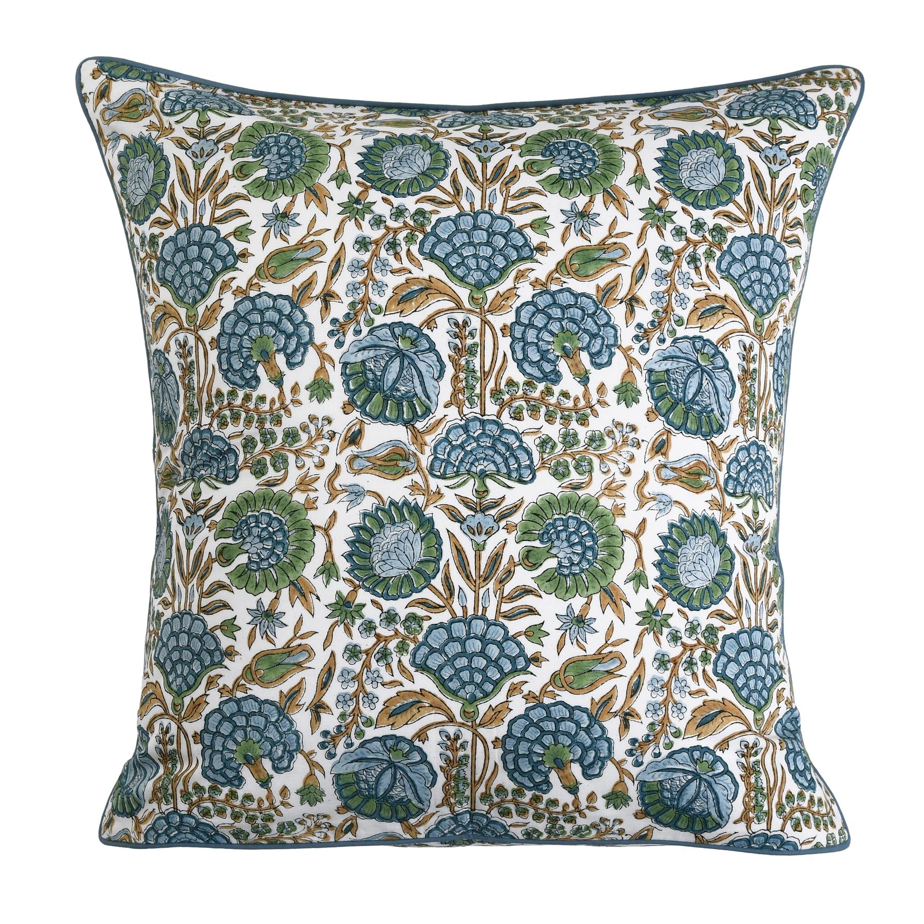 Ridhi Block Print Asparagus Green Pillow Cover 18" x 18" (Pack of 2) Decorative Couch Pillows for Living Room, Farmhouse Chic Boho Cute Outdoor Pillows Covers Gifts for Spring, Mother's Day - Image 7