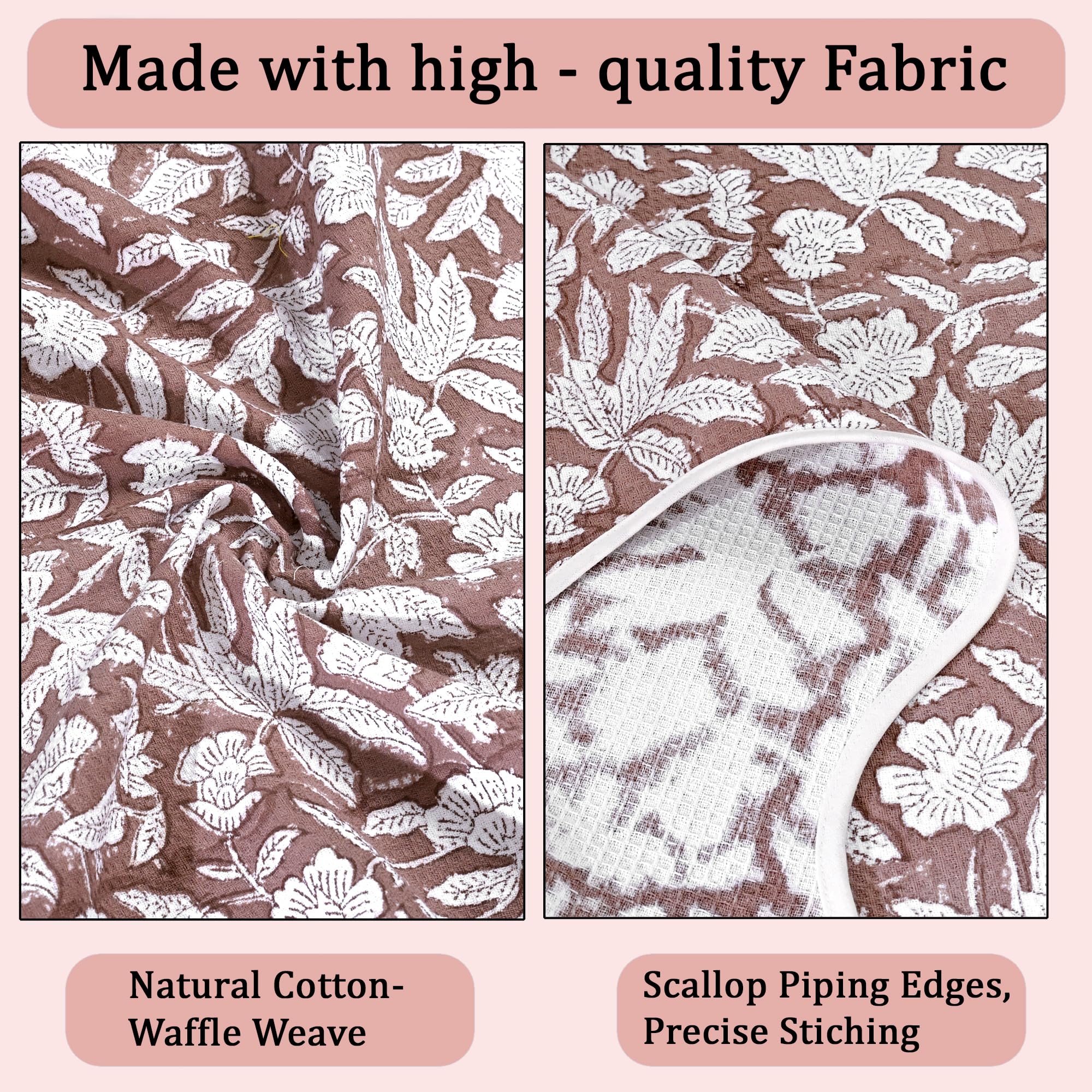 Ridhi Block Print Oak Brown Cotton Spa/Beach Towel 27"x54" Set of 2 Handmade Beach Towel, Quick Dry Turkish Style Bath, Soft Absorbent Luxury Towel for Home, Gym & Spa, Hair Drying - Image 6