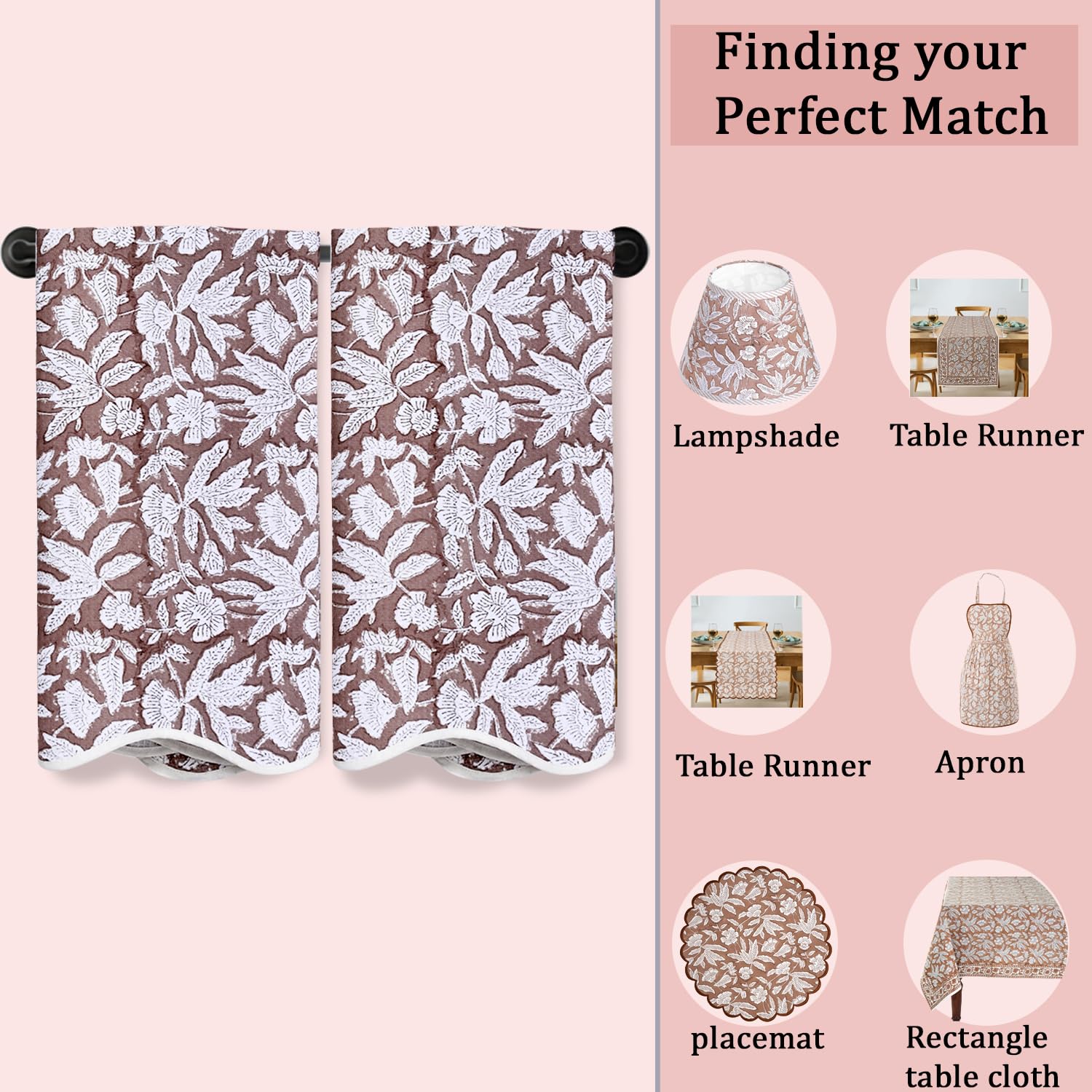 Ridhi Block Print Oak Brown Cotton Spa/Beach Towel 27"x54" Set of 2 Handmade Beach Towel, Quick Dry Turkish Style Bath, Soft Absorbent Luxury Towel for Home, Gym & Spa, Hair Drying - Image 8