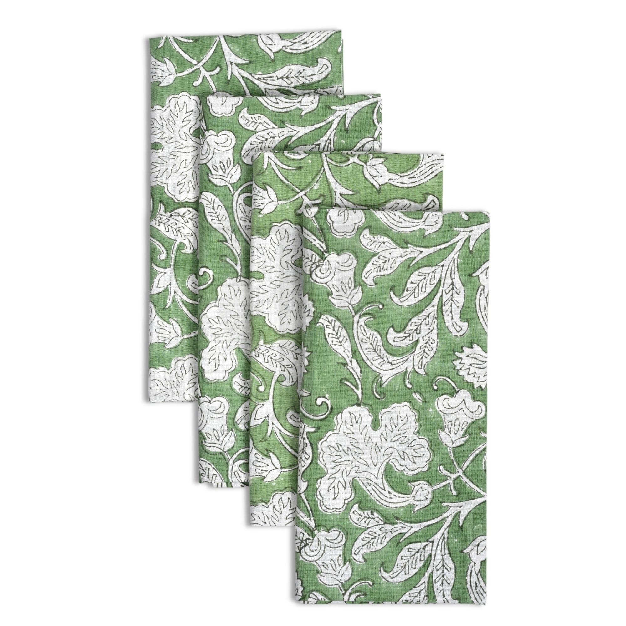 Ridhi Block Print Sage Green Border Napkins 20" x 20" Inch Set 4 -Reusable Cotton Decorative Napkin Kitchen Towel for Everyday Dinning, Wedding, Festive Gift Spring, Easter, Valentine - Image 7