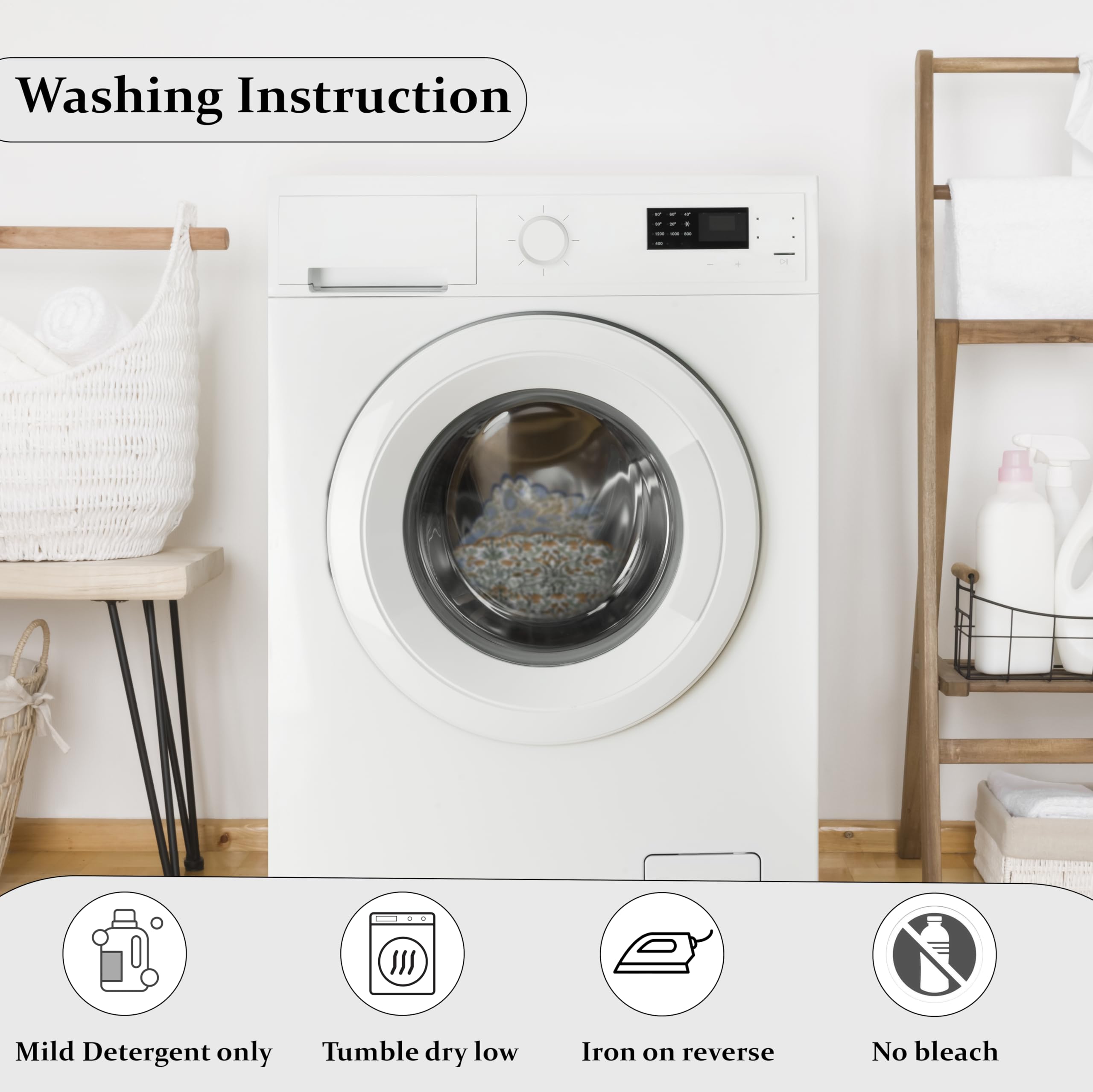 Ridhi Bo-ho Round Place Mat Easter Floral Cotton Washable Placemats 15" Round Embroidery Block Print Table Mat (Pack of 4-15 Inch Round, Asparagus Green) - Image 8