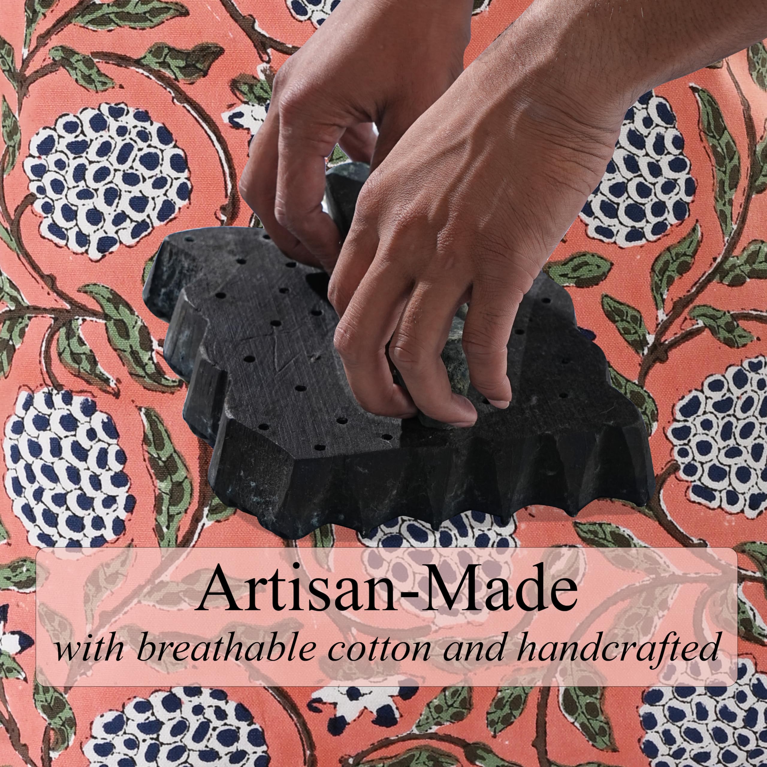 Ridhi Hand Block Printed Cotton Canvas Tote Bags For Women Set 2 15" x16” Floral Boho Reusable Shoulder Bag Gifts For Fall - Image 3