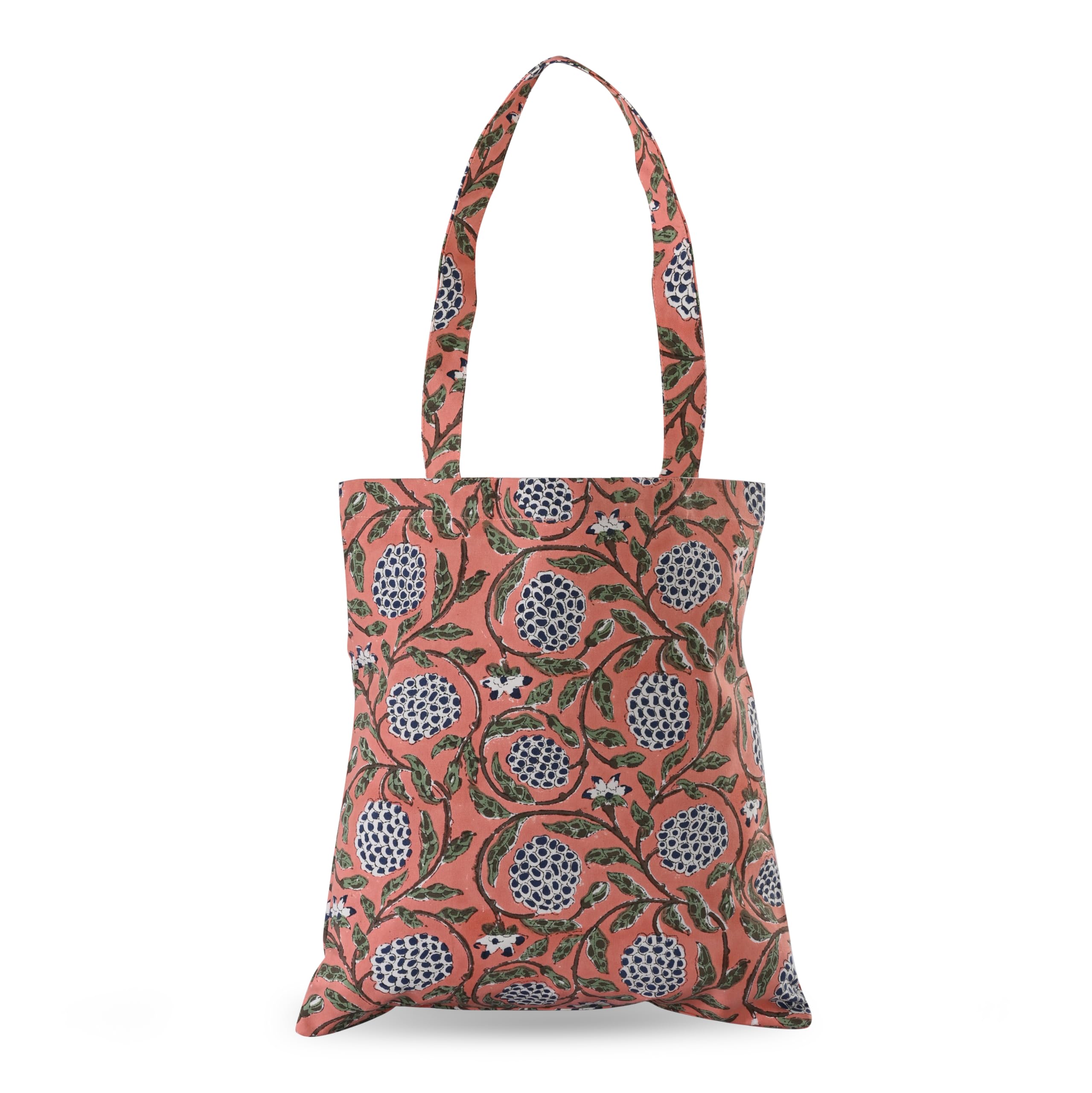 Ridhi Hand Block Printed Cotton Canvas Tote Bags For Women Set 2 15" x16” Floral Boho Reusable Shoulder Bag Gifts For Fall - Image 9