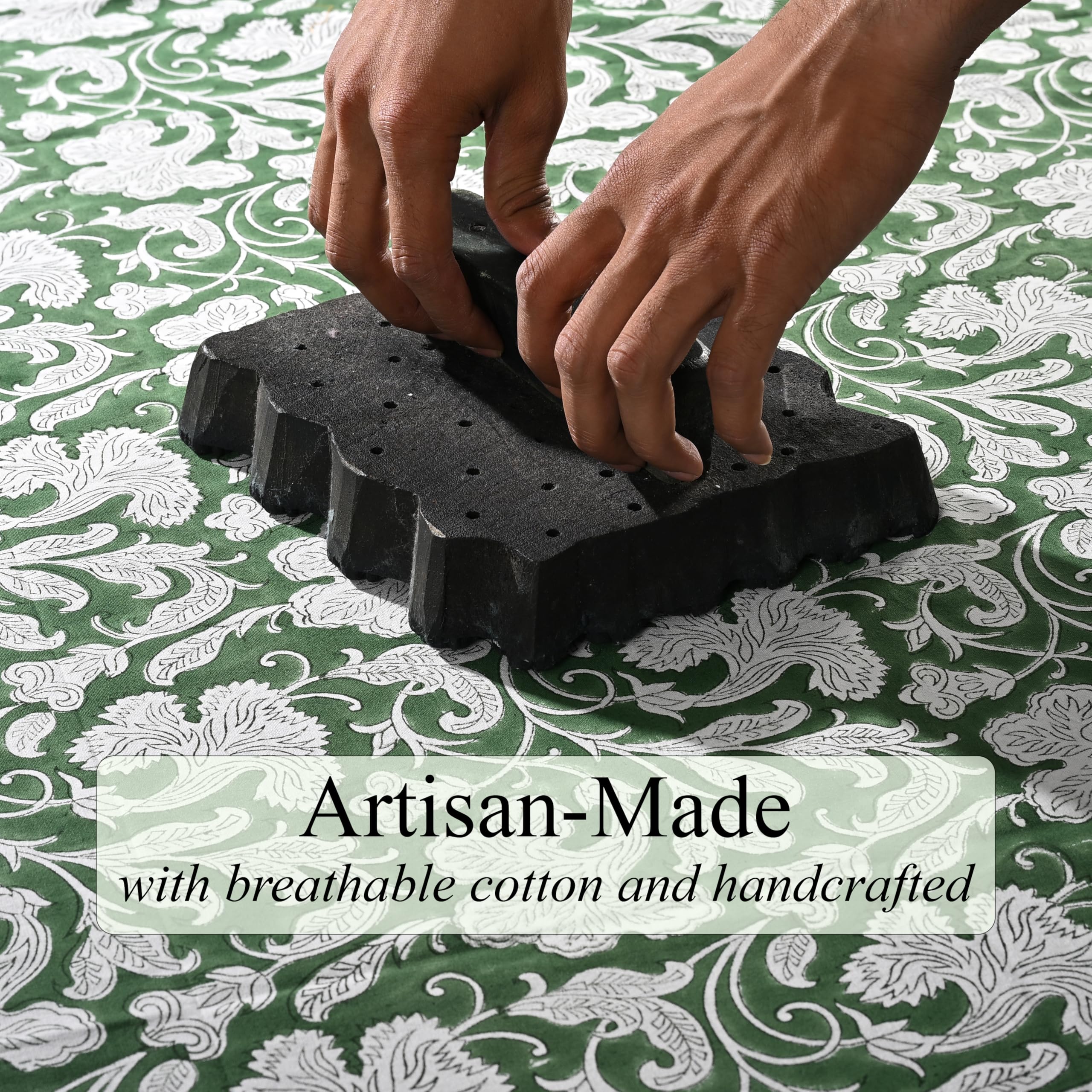 Ridhi Hand Block Printed Cotton Canvas Tote Bags For Women Set 2 15" x16” Floral Boho Reusable Shoulder Bag Gifts For Fall - Image 4