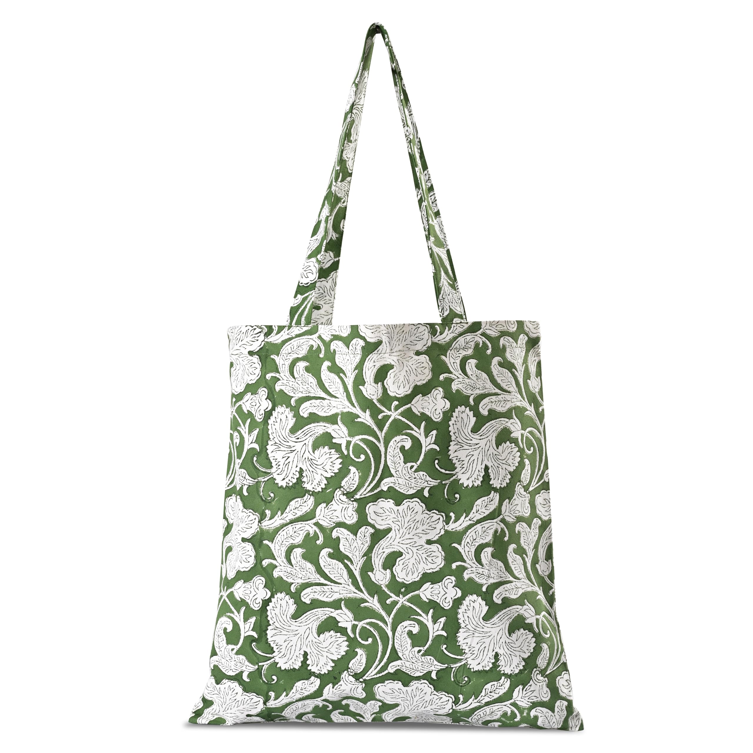 Ridhi Hand Block Printed Cotton Canvas Tote Bags For Women Set 2 15" x16” Floral Boho Reusable Shoulder Bag Gifts For Fall - Image 9