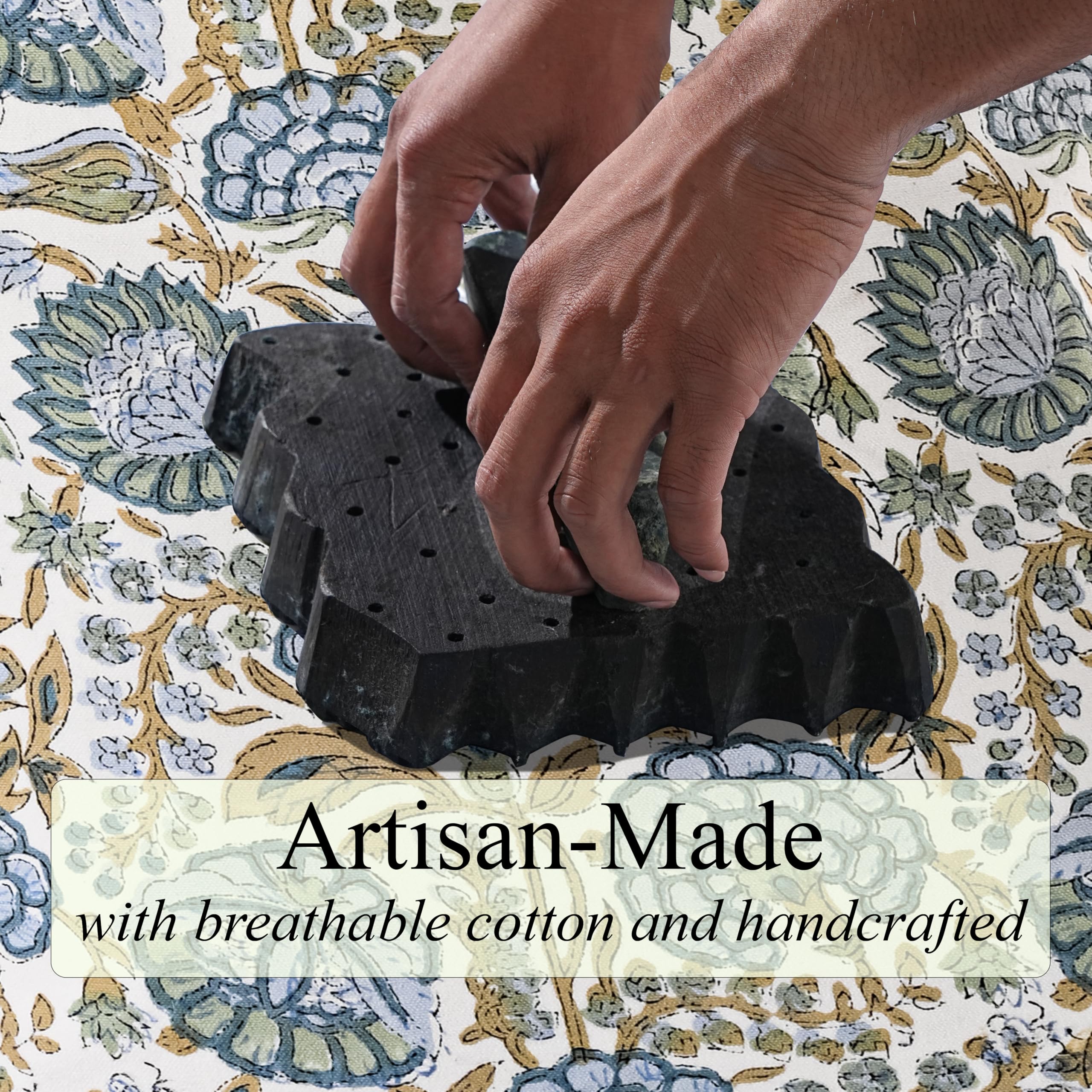 Ridhi Hand Block Printed Cotton Canvas Tote Bags For Women Set 2 15" x16” Floral Boho Reusable Shoulder Bag Gifts For Fall - Image 4