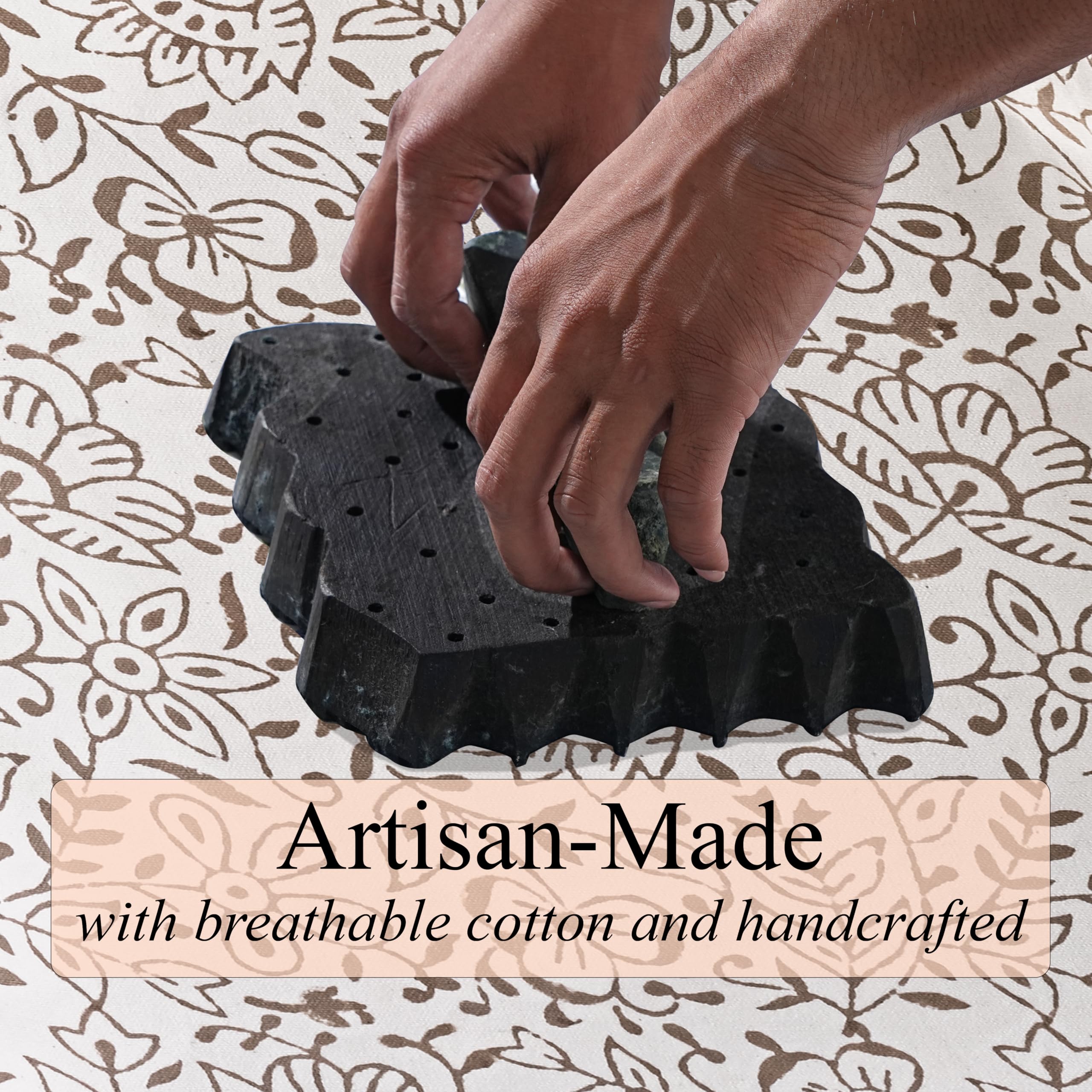 Ridhi Hand Block Printed Cotton Canvas Tote Bags For Women Set 2 15" x16” Floral Boho Reusable Shoulder Bag Gifts For Fall - Image 3