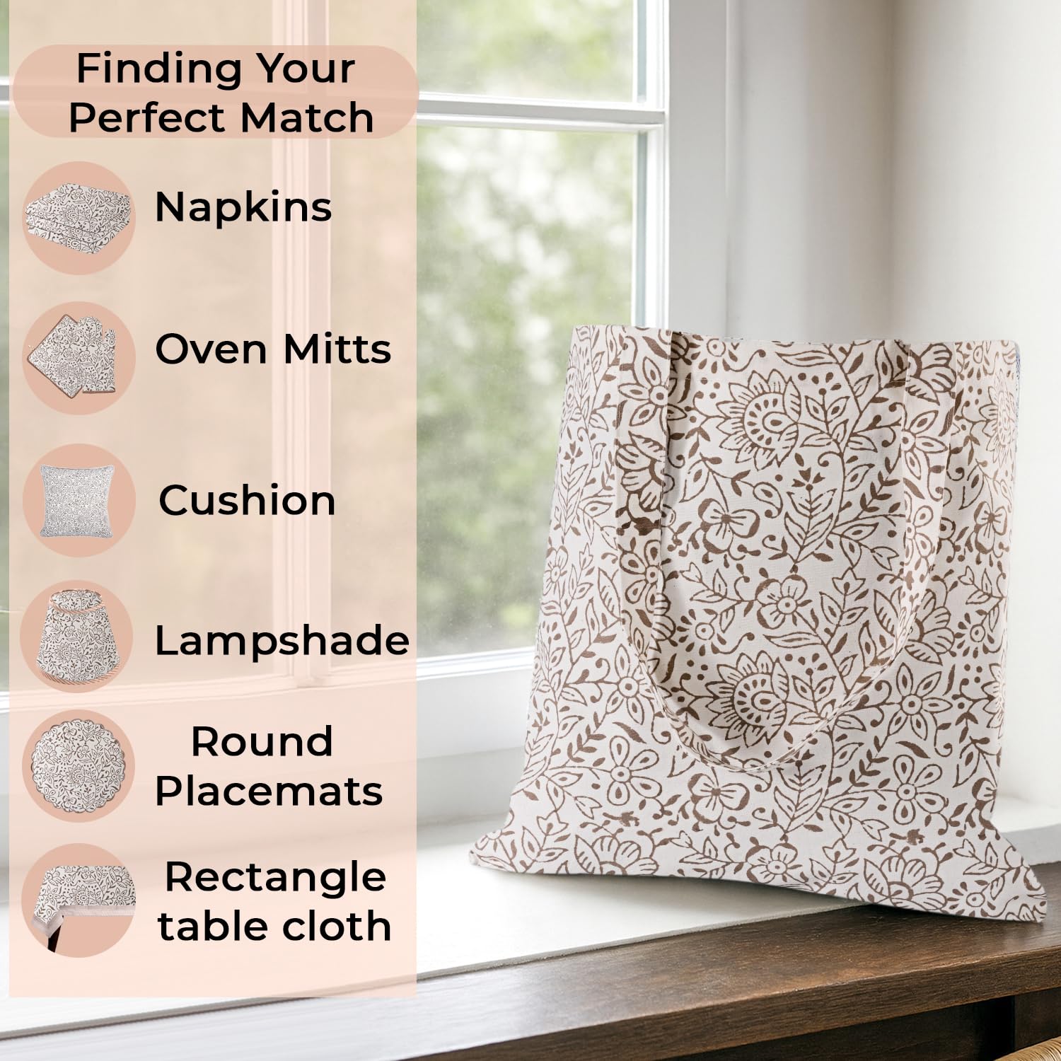 Ridhi Hand Block Printed Cotton Canvas Tote Bags For Women Set 2 15" x16” Floral Boho Reusable Shoulder Bag Gifts For Fall - Image 7