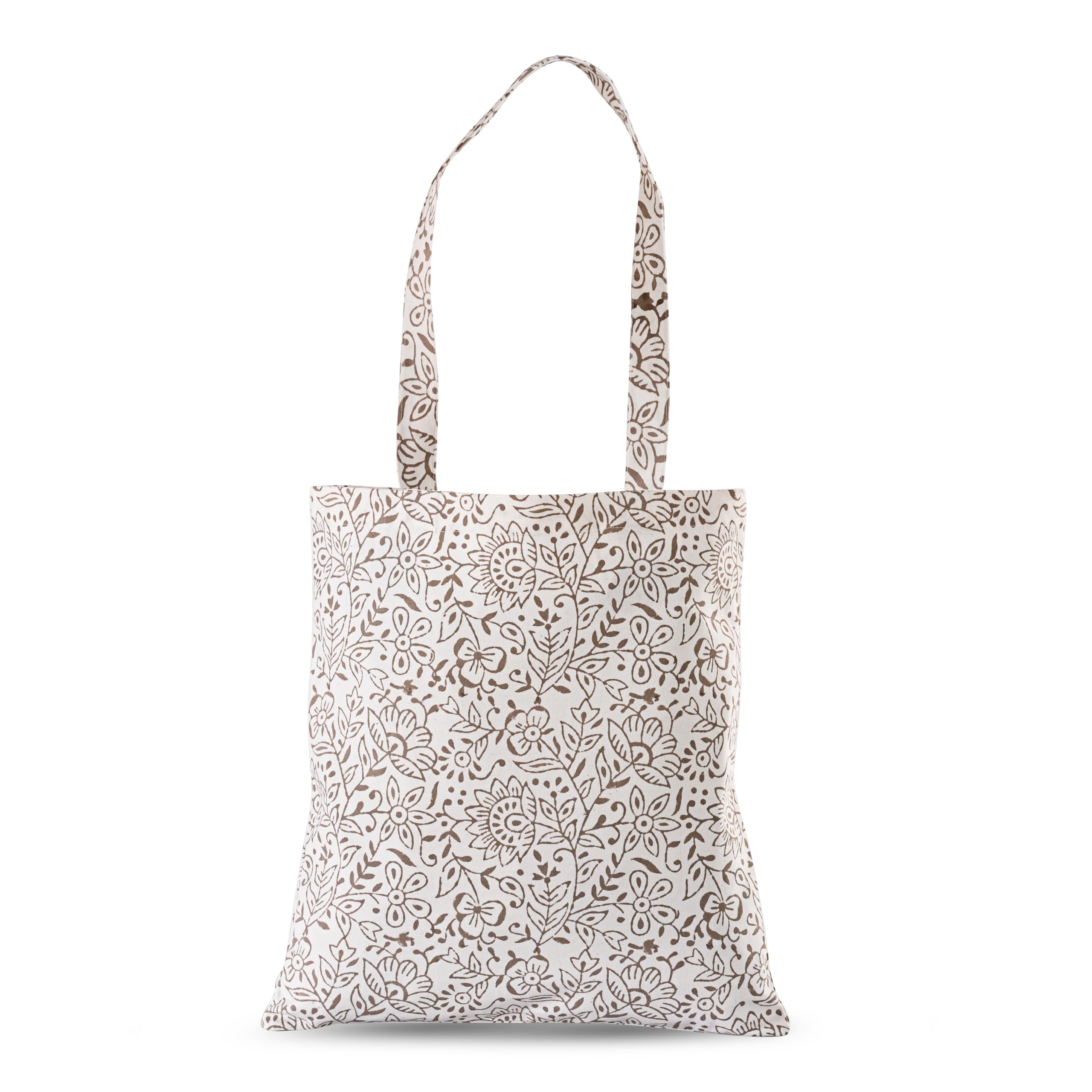 Ridhi Hand Block Printed Cotton Canvas Tote Bags For Women Set 2 15" x16” Floral Boho Reusable Shoulder Bag Gifts For Fall - Image 9