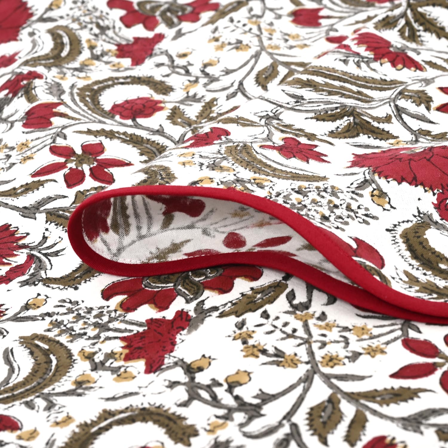 Ridhi Prune Red Hand Block Printed Christmas Tree Skirt 40'' Inch Cute, Boho,Decorative, Rustic, Vintage, Indoor, Outdoor, Holiday Decor, Christmas Decoration Halloween Fall Thanksgiving Gifts - Image 8