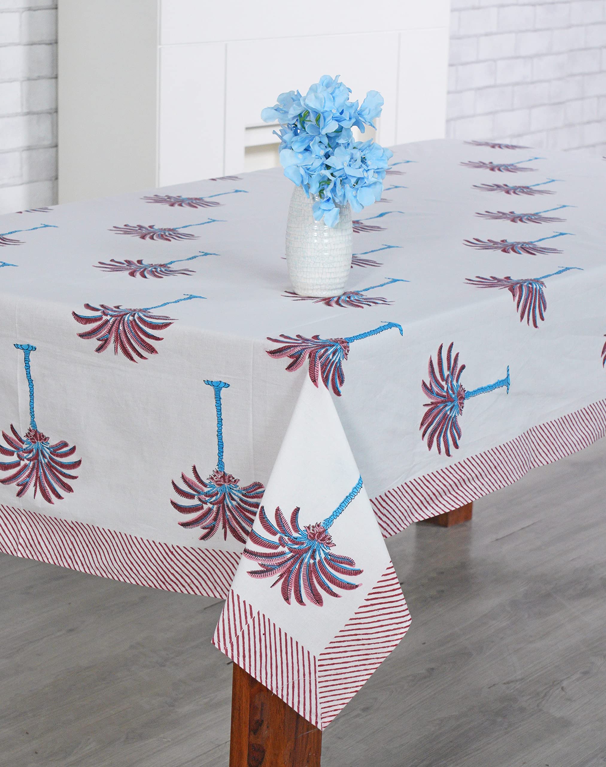 Ridhi -Red Palm 60x60 Inches Square 100% Cotton Hand Block Print Tablecloth Washable Halloween Thanksgiving/Christmas Parties/Wedding Use,Fall décor Farmhouse Dining Dinner Tablecloth - Image 5