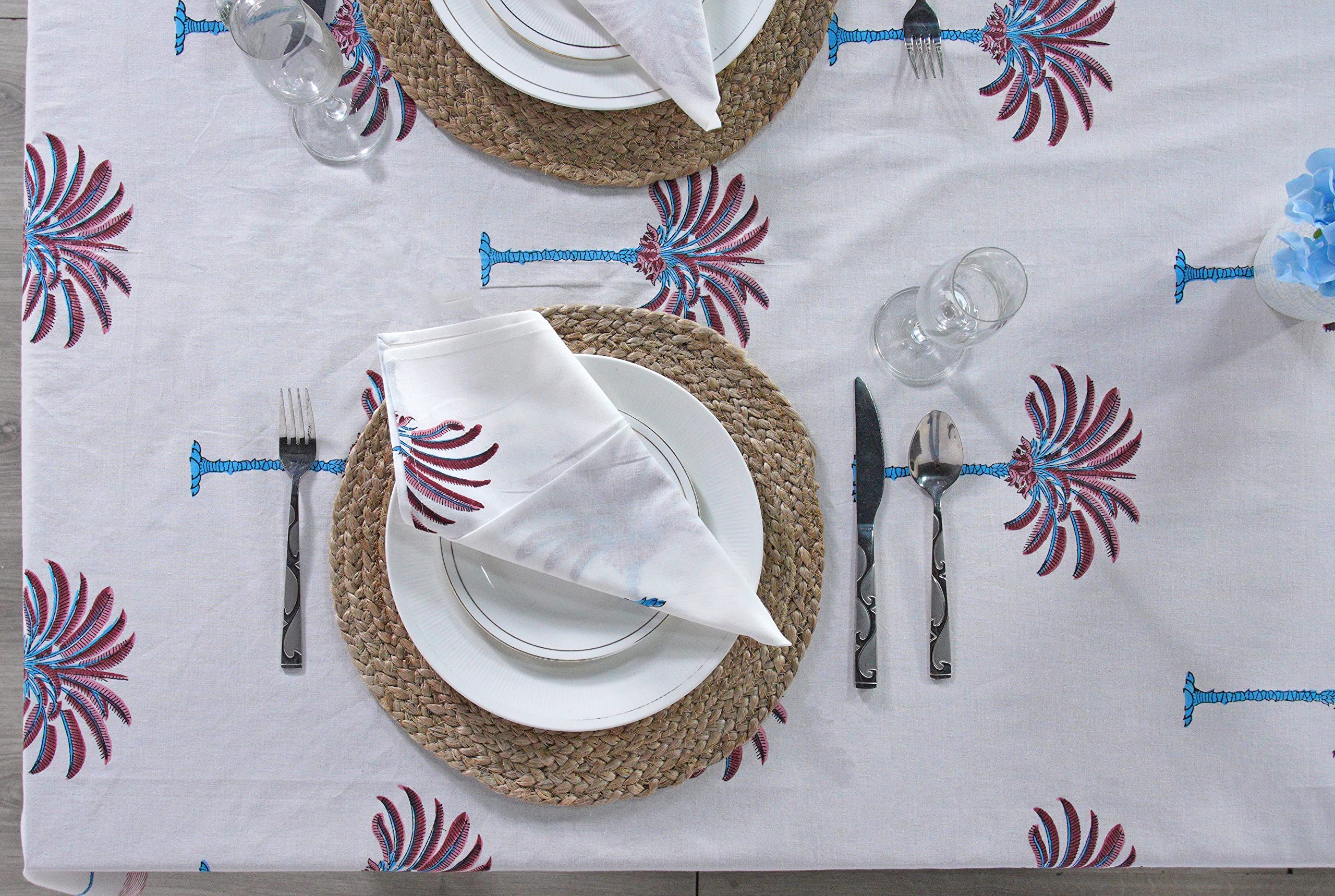 Ridhi -Red Palm 60x60 Inches Square 100% Cotton Hand Block Print Tablecloth Washable Halloween Thanksgiving/Christmas Parties/Wedding Use,Fall décor Farmhouse Dining Dinner Tablecloth - Image 6